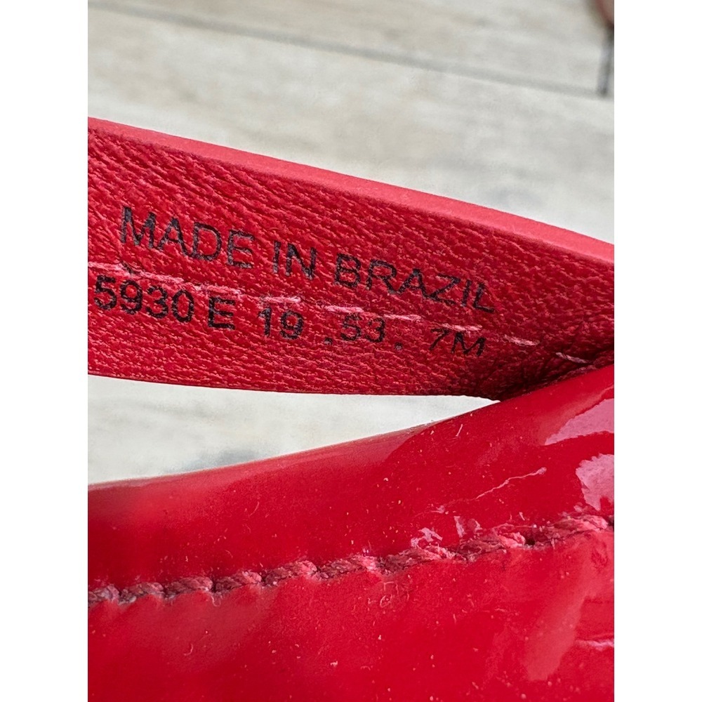 Tory Burch Miller Rainbow Logo Red Patent Leather Flip Flops Sandals - Picture 7 of 11